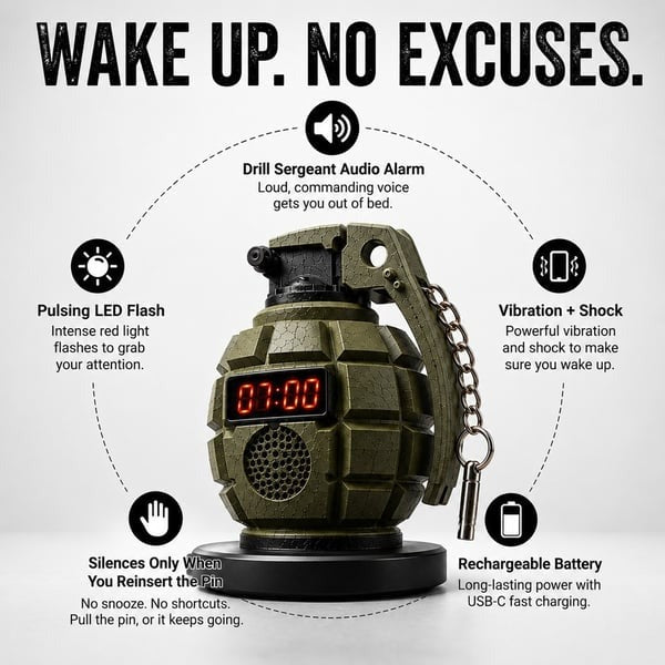 💣Grenade Alarm Clock