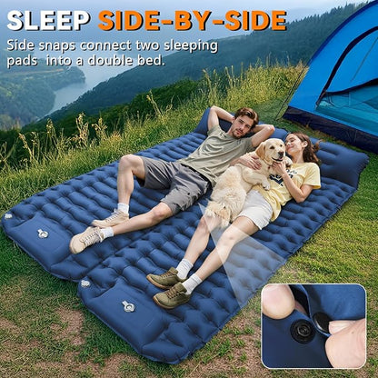 Ultralight Inflatable Sleeping Pad for Camping with Pillow Built-in Foot Pump