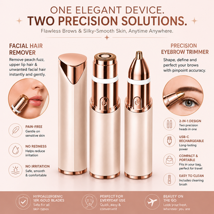 GlowTrim – 2-in-1 Eyebrow & Facial Hair Trimmer
