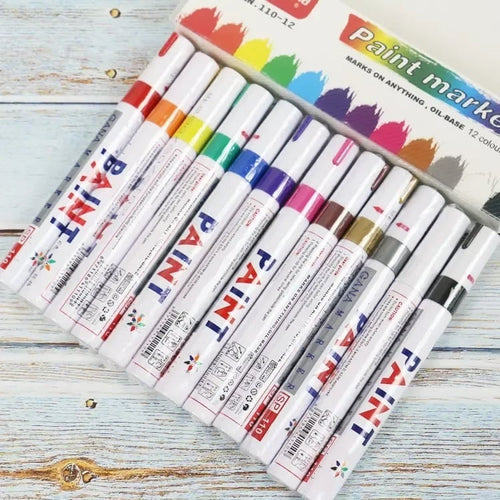 🎨 Oil-Based Paint Marker Pen | Waterproof & Quick-Dry | Tires, Shoes, Glass, Metal & More | 12 Colors