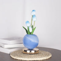 Blue tulip + blue pot (3-color dimming + touch switch + USB charging)