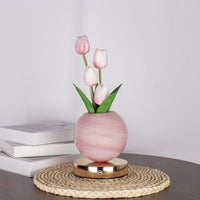 Pink tulip + pink pot (3-color dimming + touch switch + USB charging)