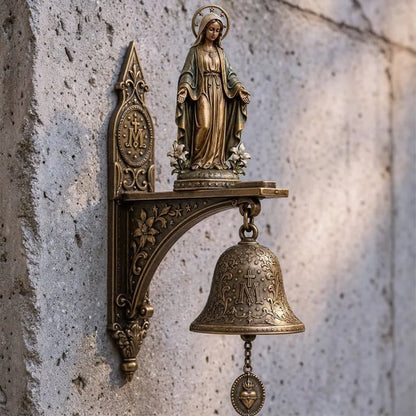 🙏 Catholic Bronze Wall Bell — Our Lady of Grace & Miraculous Medal