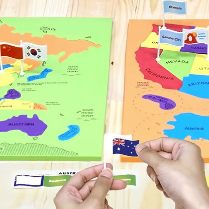 🌍 World Map & USA Map Puzzle Set