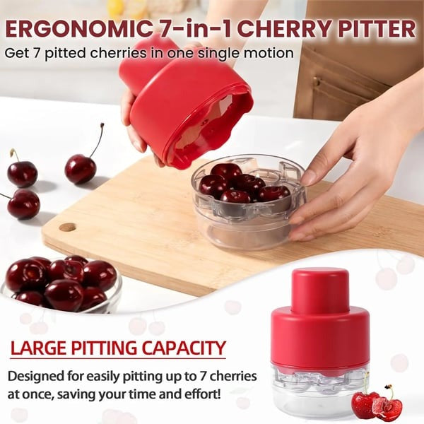 🍒Cherry Pitter Tool: Multi-functional 7-Hole Core Remover for Jam Making🍯