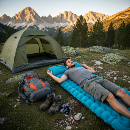 Ultralight Inflatable Sleeping Pad for Camping with Pillow Built-in Foot Pump