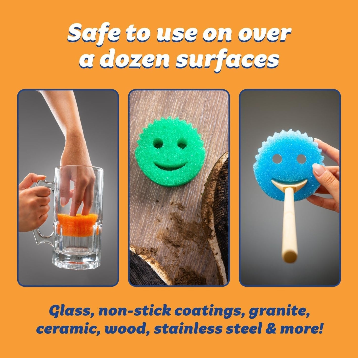 3PC Multipurpose Dish Sponges for Kitchen