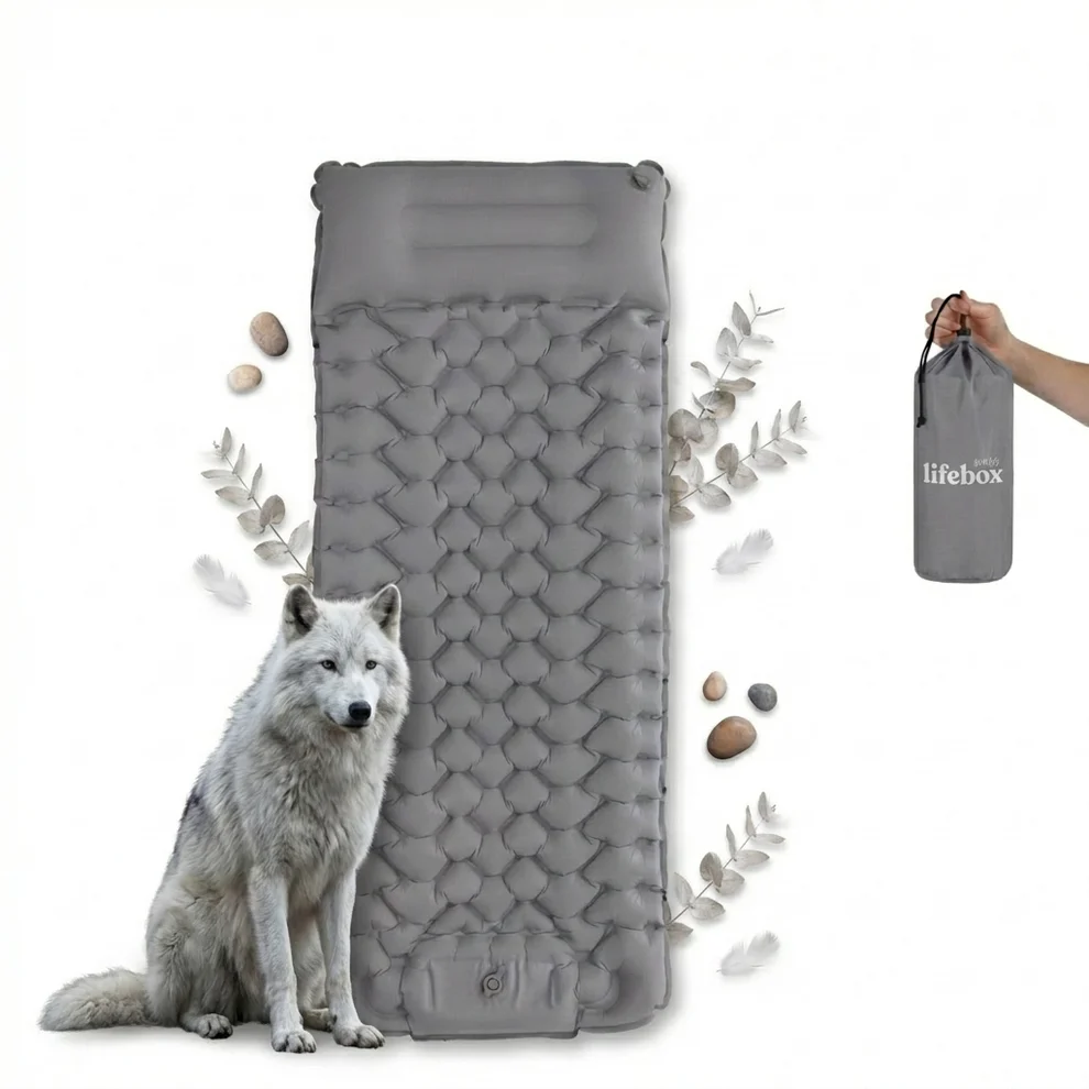 Ultralight Inflatable Sleeping Pad for Camping with Pillow Built-in Foot Pump