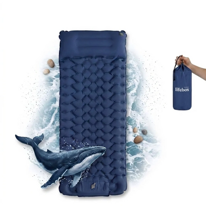 Ultralight Inflatable Sleeping Pad for Camping with Pillow Built-in Foot Pump