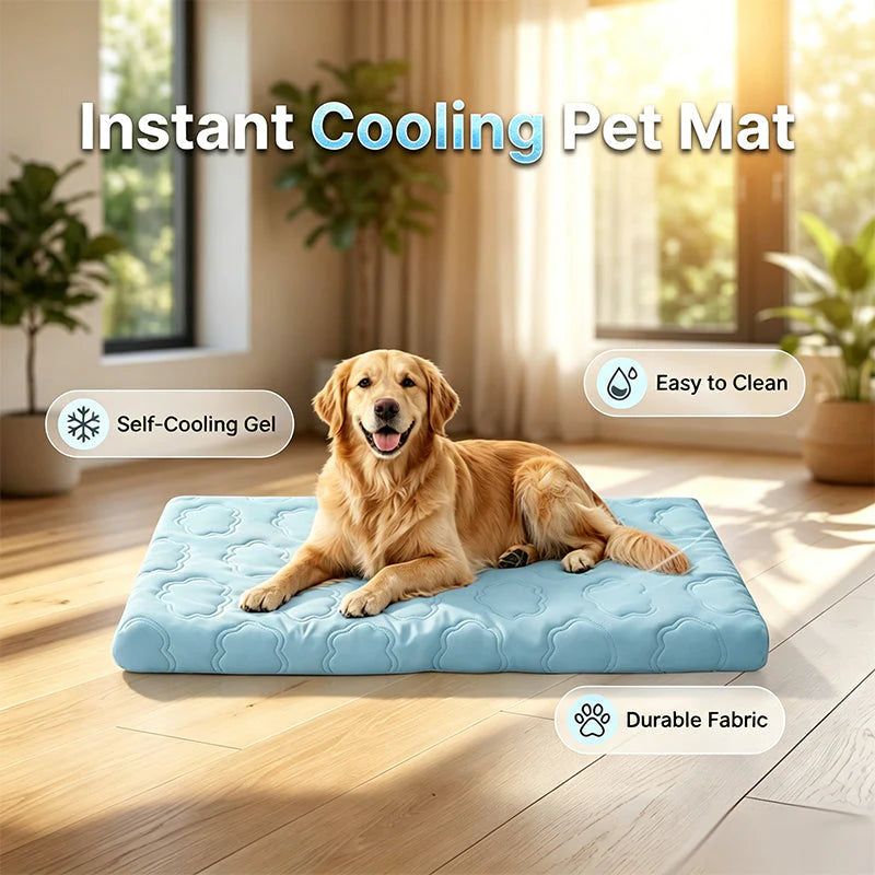 Pressure-Activated Cooling Pad – Non-Toxic Ice Silk Mat for Dogs & Cats