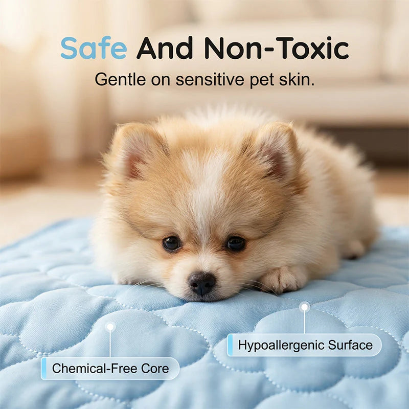 Pressure-Activated Cooling Pad – Non-Toxic Ice Silk Mat for Dogs & Cats